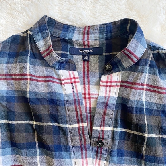 MADEWELL Collarless Plaid Popover Top - Picture 5 of 5